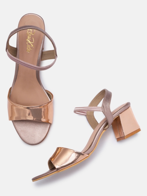 

Raw Hide Women Rose Gold Solid Casual Regular Ankle Block Sandals
