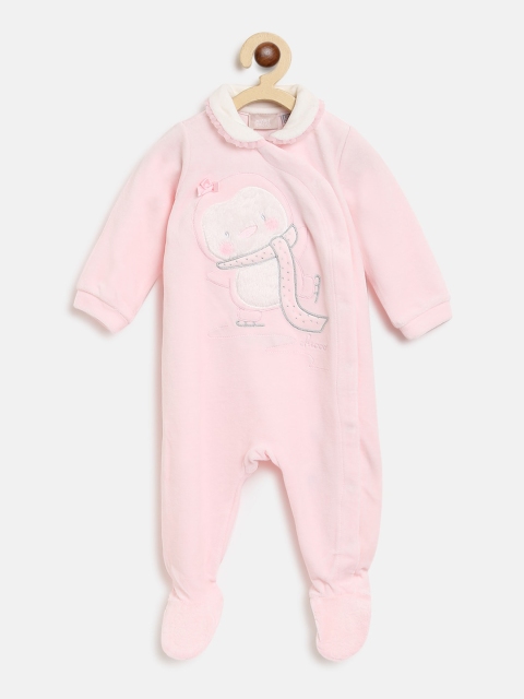 

Chicco Infant Girls Pink & White Solid Sustainable Sleepsuit