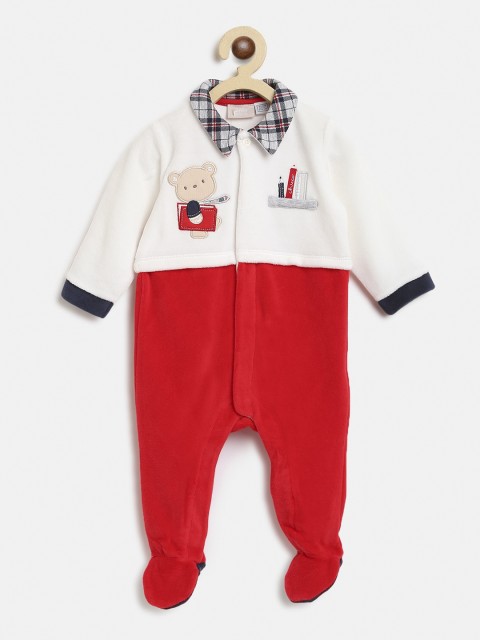 

Chicco Boys White & Red Front Open Baby Sustainable Sleep Suit