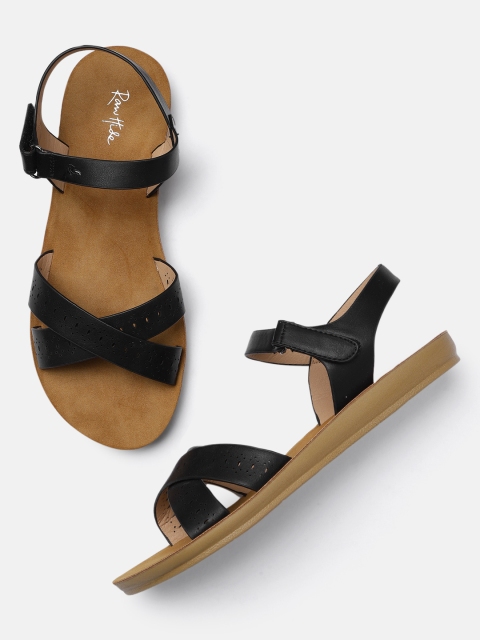 

Raw Hide Women Black Open Toe Flats