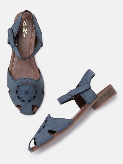 

Raw Hide Women Blue Ballerinas with Laser Cuts