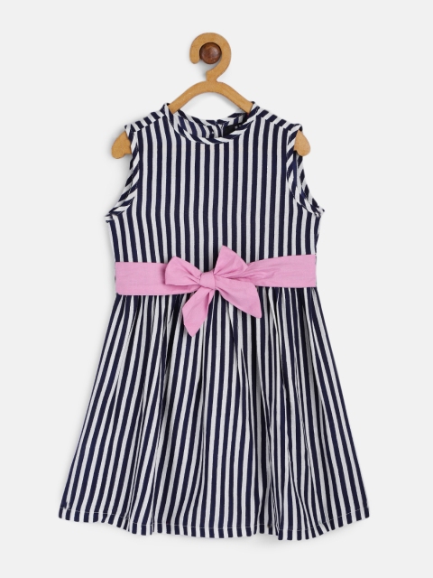 

HERE&NOW Navy Blue & White Striped Dress