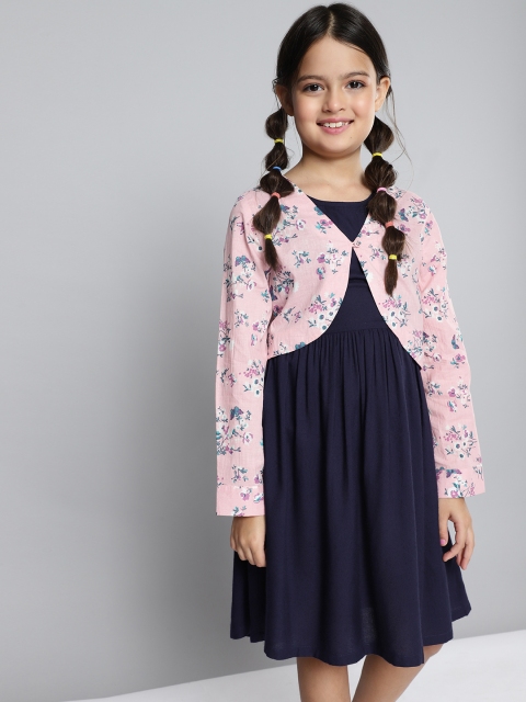 

HERE&NOW Girls Blue Fit & Flare Dress With Jacket