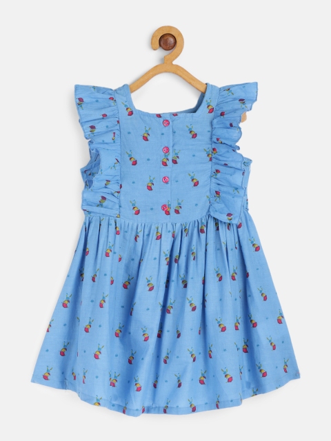 

HERE&NOW Blue Printed Pure Cotton Dress
