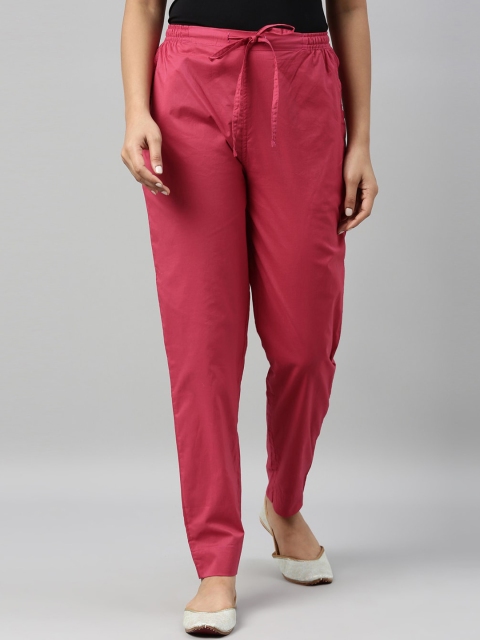 

Go Colors Women Pink Cotton Trousers