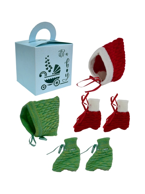 

Little Angels Kids Red & Green Pack of 2 Caps & Socks Gift Set