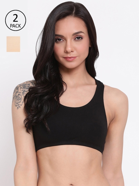 

LYRA Black & Beige Solid Beginners Bra Pack of 2