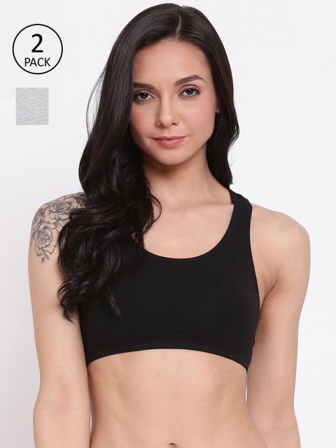 

LYRA Black & Grey Non Padded Beginners Bra Pack of 2