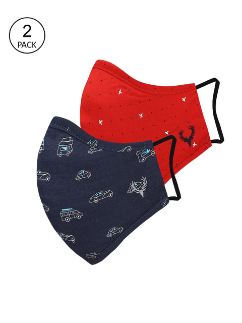 

Allen Solly Junior Kids Pack Of 2 3-Ply Reusable Pure Cotton Protective Outdoor Masks, Navy blue