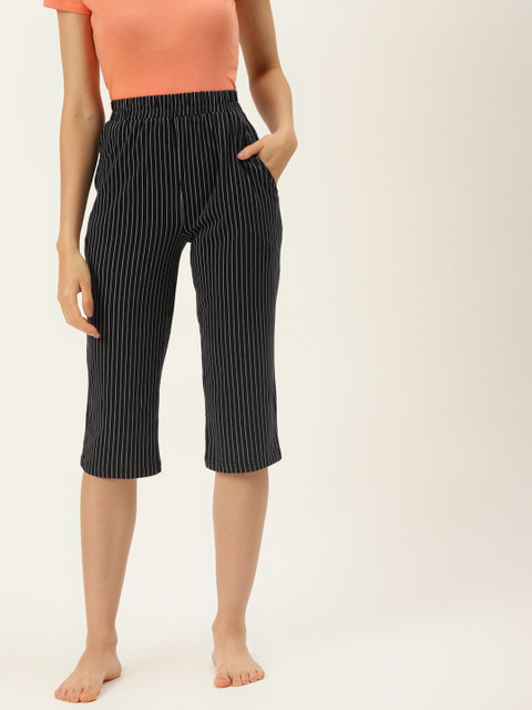 

9teenAGAIN Womens Striped Lounge Pants, Black