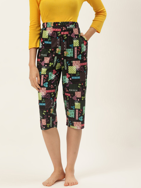 

9teenAGAIN Women Multicoloured Printed Lounge Capri, Multi