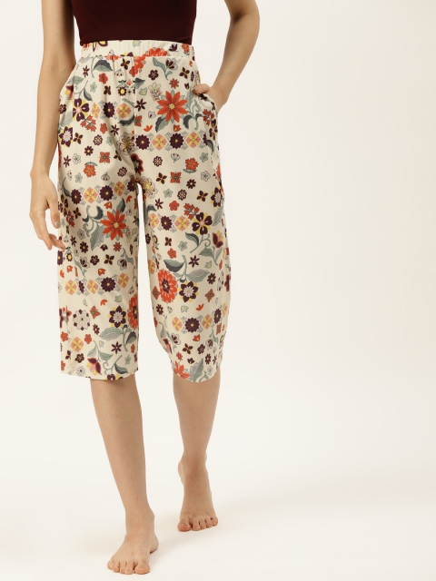 

9teenAGAIN Womens Beige Printed Lounge Pants