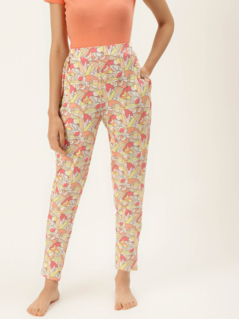 

9teenAGAIN Women Pink & Yellow Printed Lounge Pants