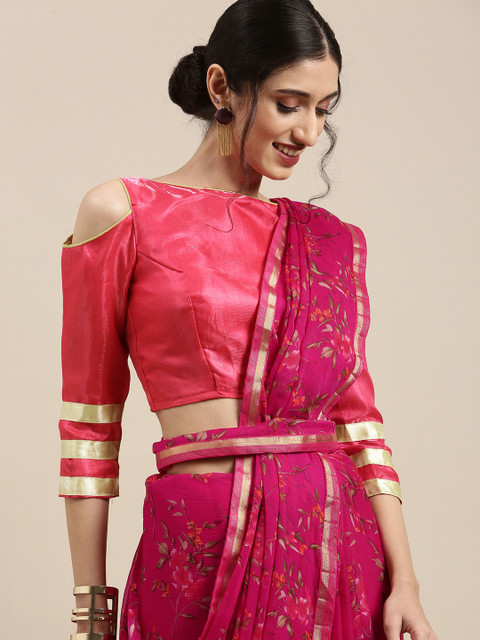 

Tikhi Imli Pink & Red Floral Saree