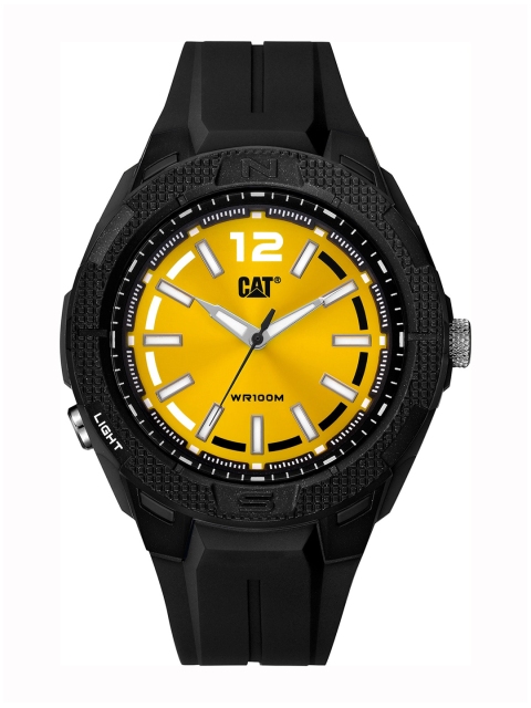 

CAT Men Yellow Brass Dial & Black Straps Analogue Watch P9 160 21 424