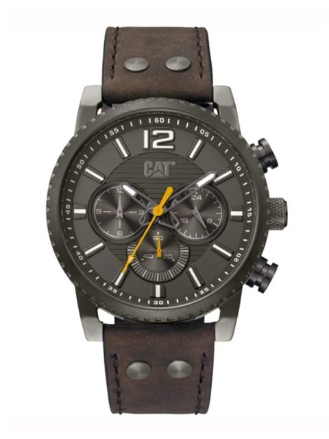 

CAT Men Grey Brass Dial & Brown Leather Straps Analogue Watch NP 153 35 532