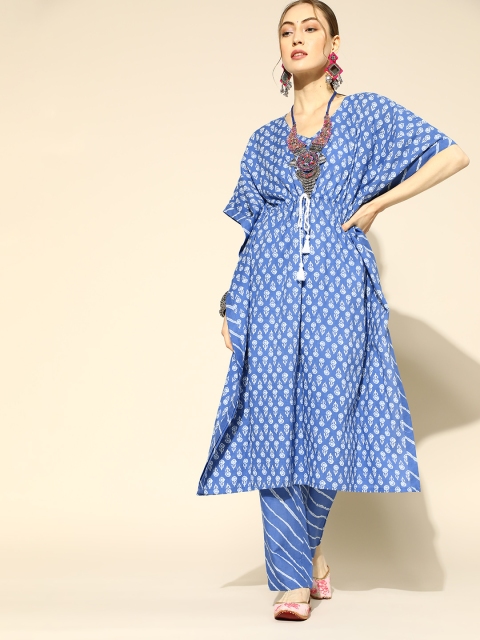 

Ahika Ethnic Motifs Pure Cotton Kurta Set, Blue