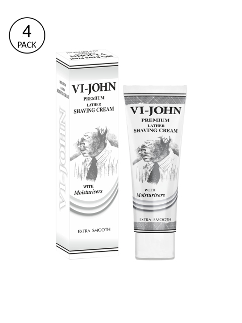 

VI-JOHN Pack Of 4 Premium Shaving Cream 91 gm Each, White