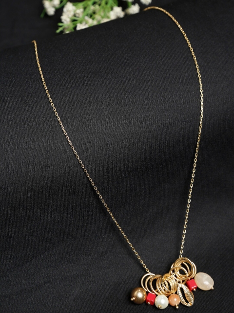 

NEUDIS Gold-Plated & Red Contemporary Tasselled Long Necklace