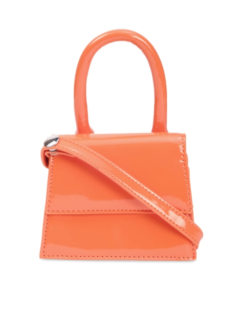 

FOREVER 21 Orange PU Structured Handheld Bag with Cut Work