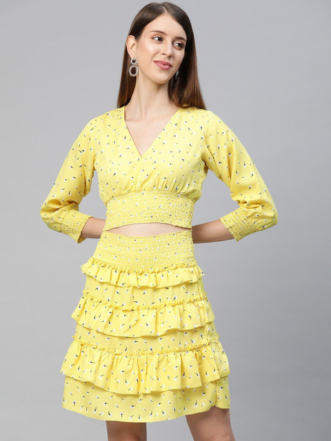 

SIRIKIT Yellow Floral Crepe Dress