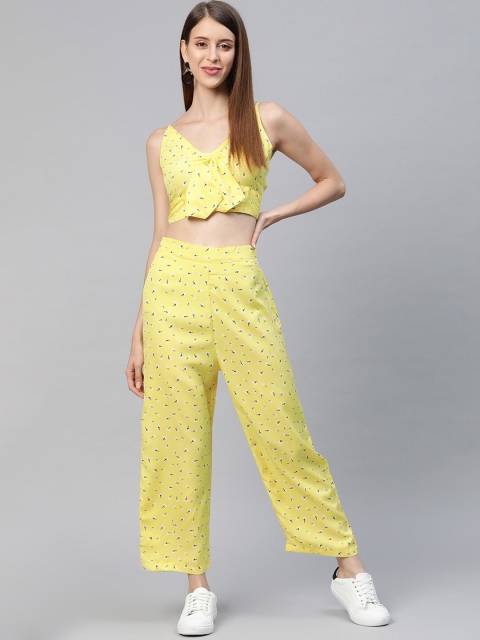 

SIRIKIT Women Yellow & Black Printed Two-Piece Jumpsuit