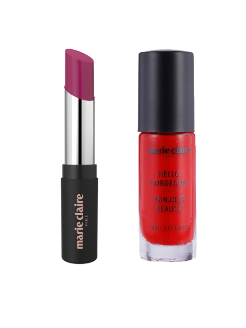 

Marie Claire Set of Matte My Match Lipstick & Hello Gorgeous Nail Lacquer, Mauve