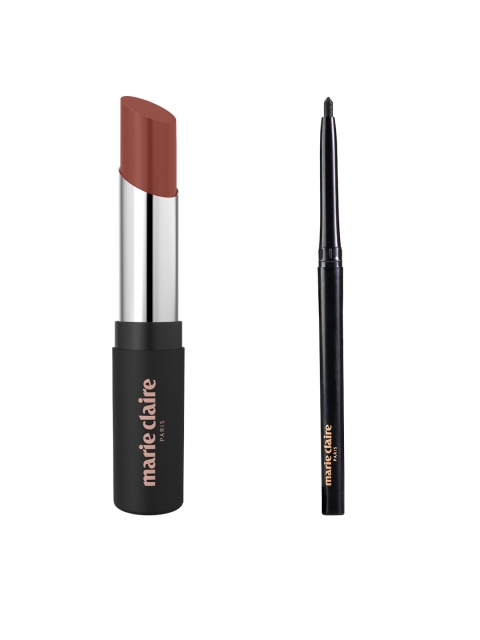 

Marie Claire Set of Matte My Match Lipstick & Kohl Me Baby Eye Kajal, Brown