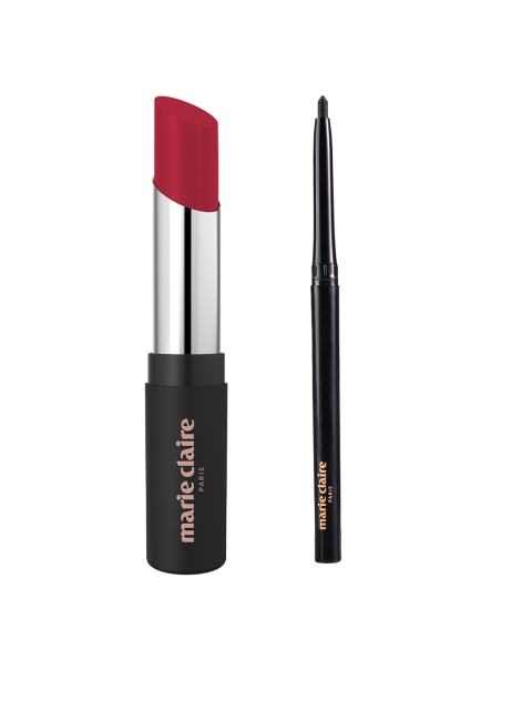 

Marie Claire Set of Matte My Match Lipstick - Cherie Cherry & Kohl Me Baby Eye Kajal Black, Red