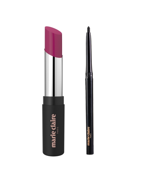 

Marie Claire Set of Matte My Match Lipstick Morderne Mauve & Kohl Me Baby Eye Kajal Black, Pink