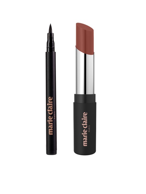 

Marie Claire Set of Matte Lipstick & Sketch Eyeliner, Black