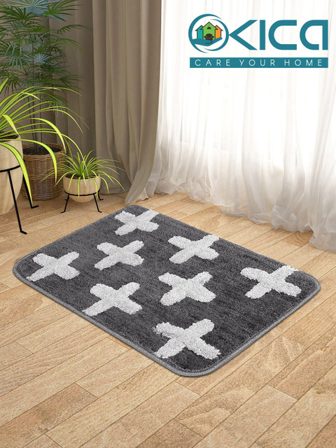 

KICA Charcoal Grey Set Of 2 Super Soft Microfibre Anti-Skid Latex Mat