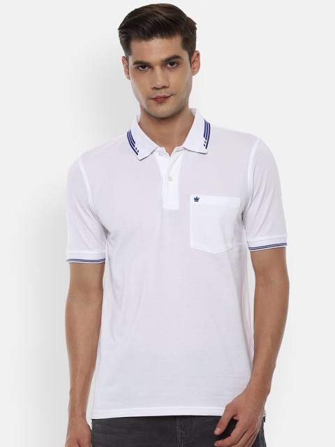 

Louis Philippe Men White & christmas silver Polo Collar Pockets T-shirt