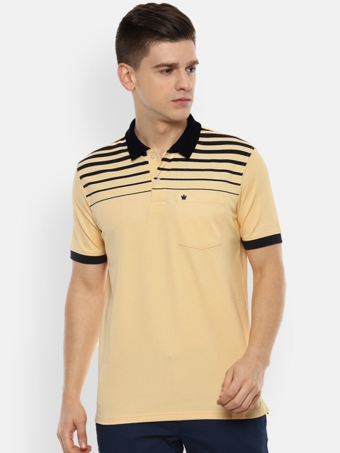 

Louis Philippe Men Yellow & buff Polo Collar Pockets T-shirt