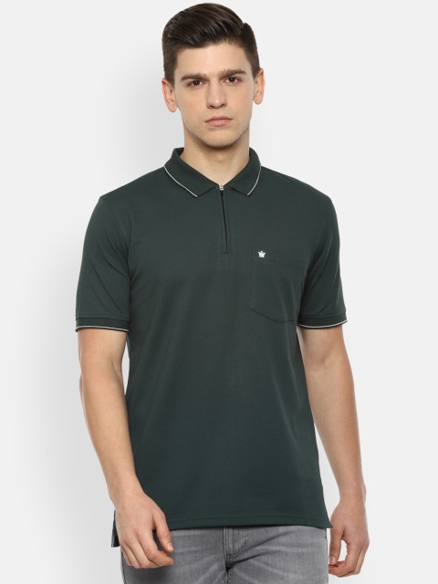 

Louis Philippe Men Green & ebony Polo Collar Pockets T-shirt