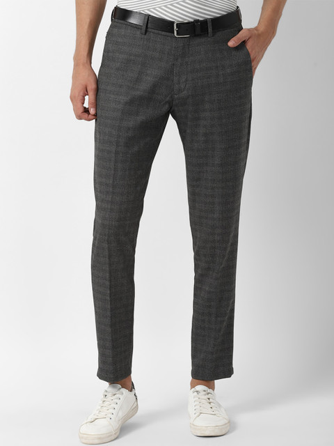 

Louis Philippe Sport Men Grey Checked Slim Fit Trousers