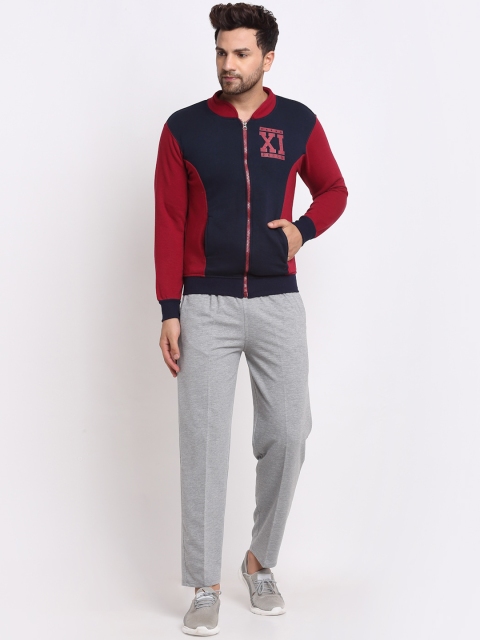 

VIMAL JONNEY Men Grey & Black Colourblocked Tracksuit