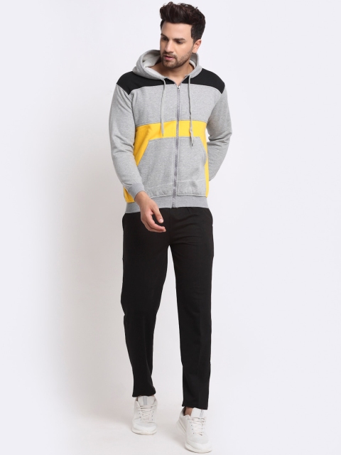 

VIMAL JONNEY Men Black & Grey Colourblocked Tracksuit