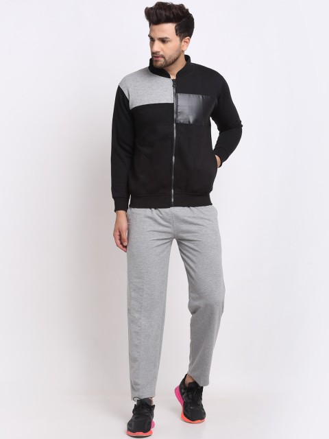 

VIMAL JONNEY Men Black & Grey Solid Tracksuit
