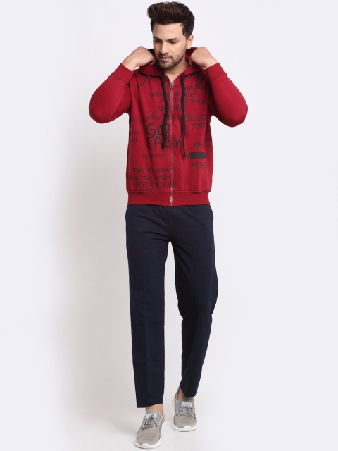 

VIMAL JONNEY Men Maroon & Black Printed Tracksuit