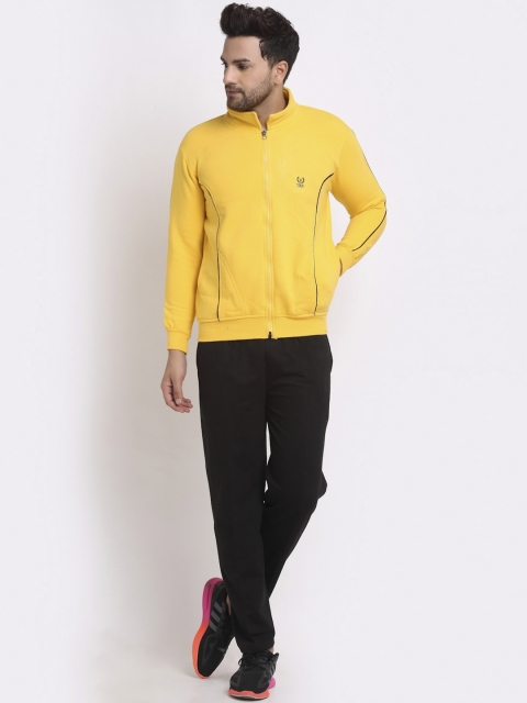 

VIMAL JONNEY Men Yellow & Black Solid Tracksuit