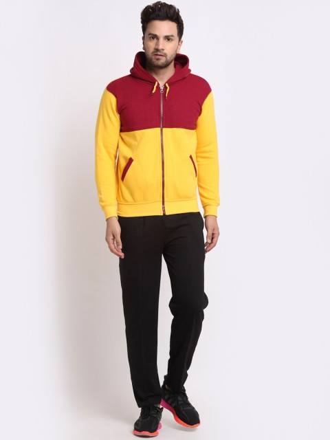 

VIMAL JONNEY Men Black & Yellow Colourblocked Tracksuit