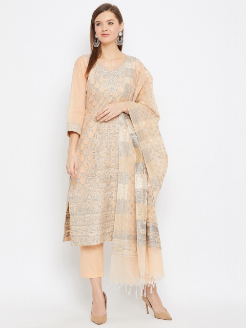 

Safaa Women Orange & Grey Ethnic Motifs Woven Organic Cotton Unstitched Dress Material