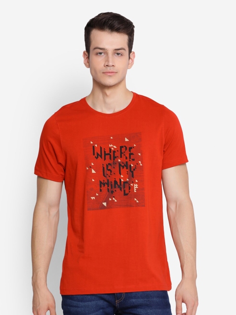 

Turtle Men Red Typography Printed T-shirt