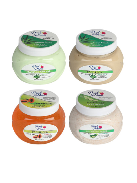 

Pink Plums Pack Of 4 Facial Kit, Green