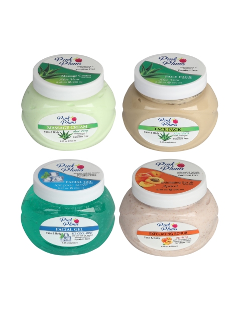 

Pink Plums Pack Of 4 Facial Kit, Green