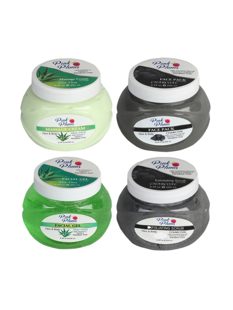 

Pink Plums Pack Of 4 Facial Kit, Green