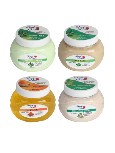 

Pink Plums Pack Of 4 Facial Kit, Green