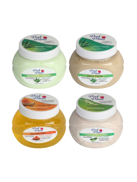 

Pink Plums Pack Of 4 Facial Kit, Green