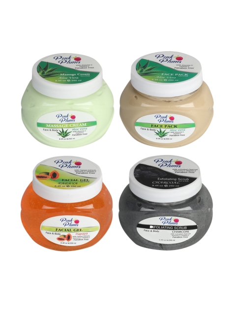 

Pink Plums Pack Of 4 Facial Kit, Green